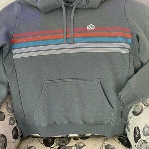 Patagonia Charcoal Hoodie with Multicolor Stripes